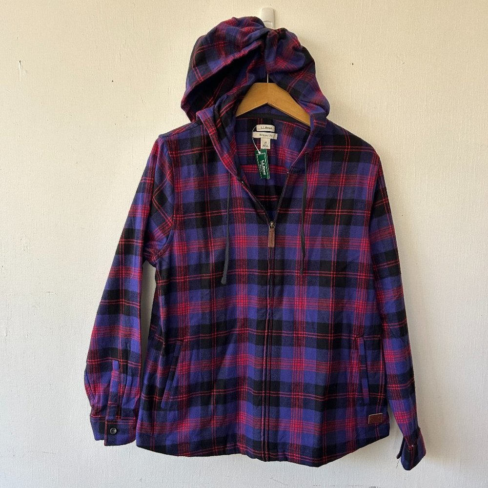L.L. Bean Angus Relaxed Fit Shacket Womens Medium Scotch Plaid NWT Granola Gorp